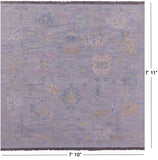 Silver Square Turkish Oushak Hand Knotted Wool Rug - 7' 10" X 7' 11" - Golden Nile