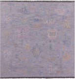 Silver Square Turkish Oushak Hand Knotted Wool Rug - 7' 10" X 7' 11" - Golden Nile