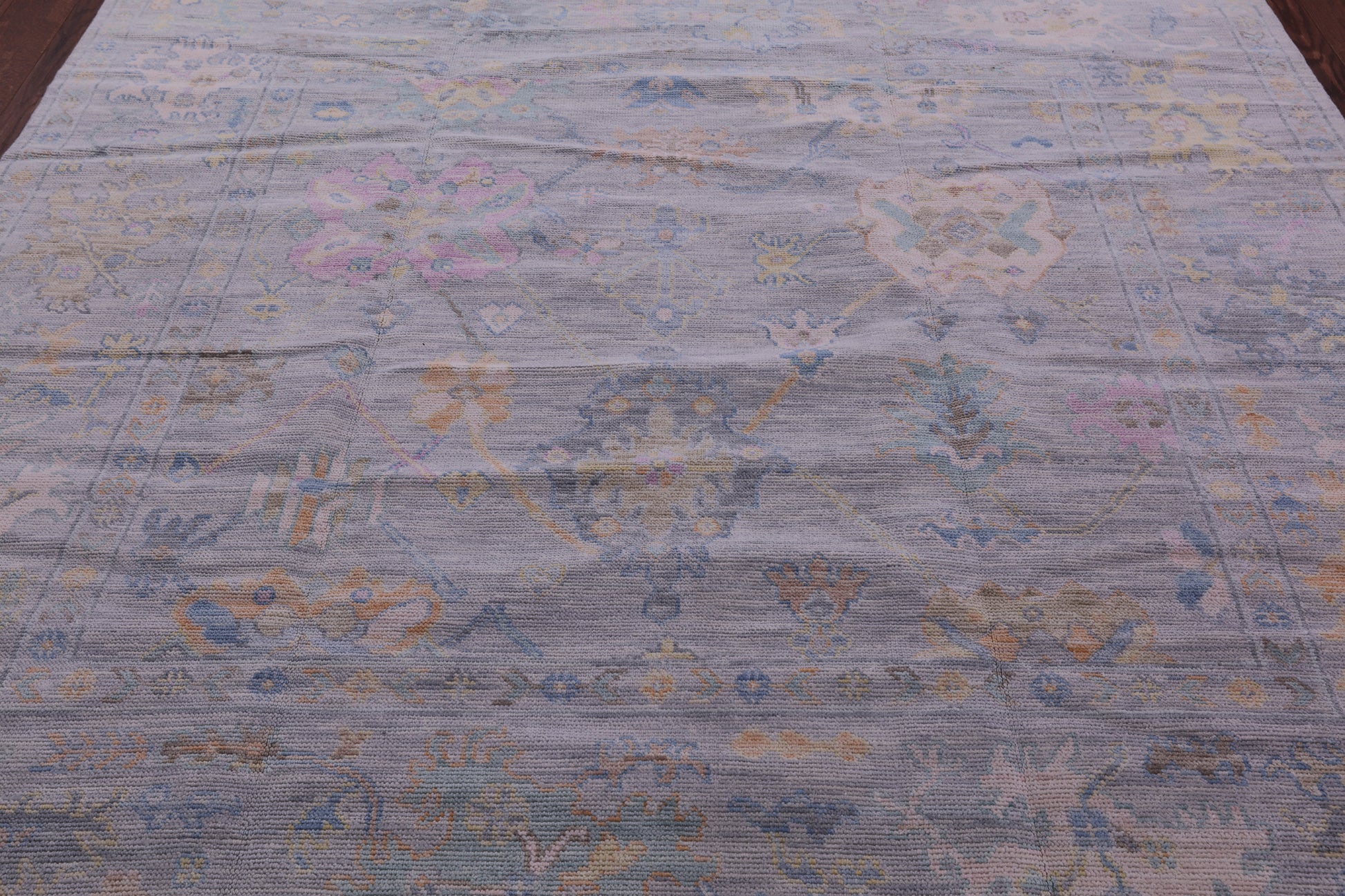 Silver Square Turkish Oushak Hand Knotted Wool Rug - 7' 10" X 7' 11" - Golden Nile