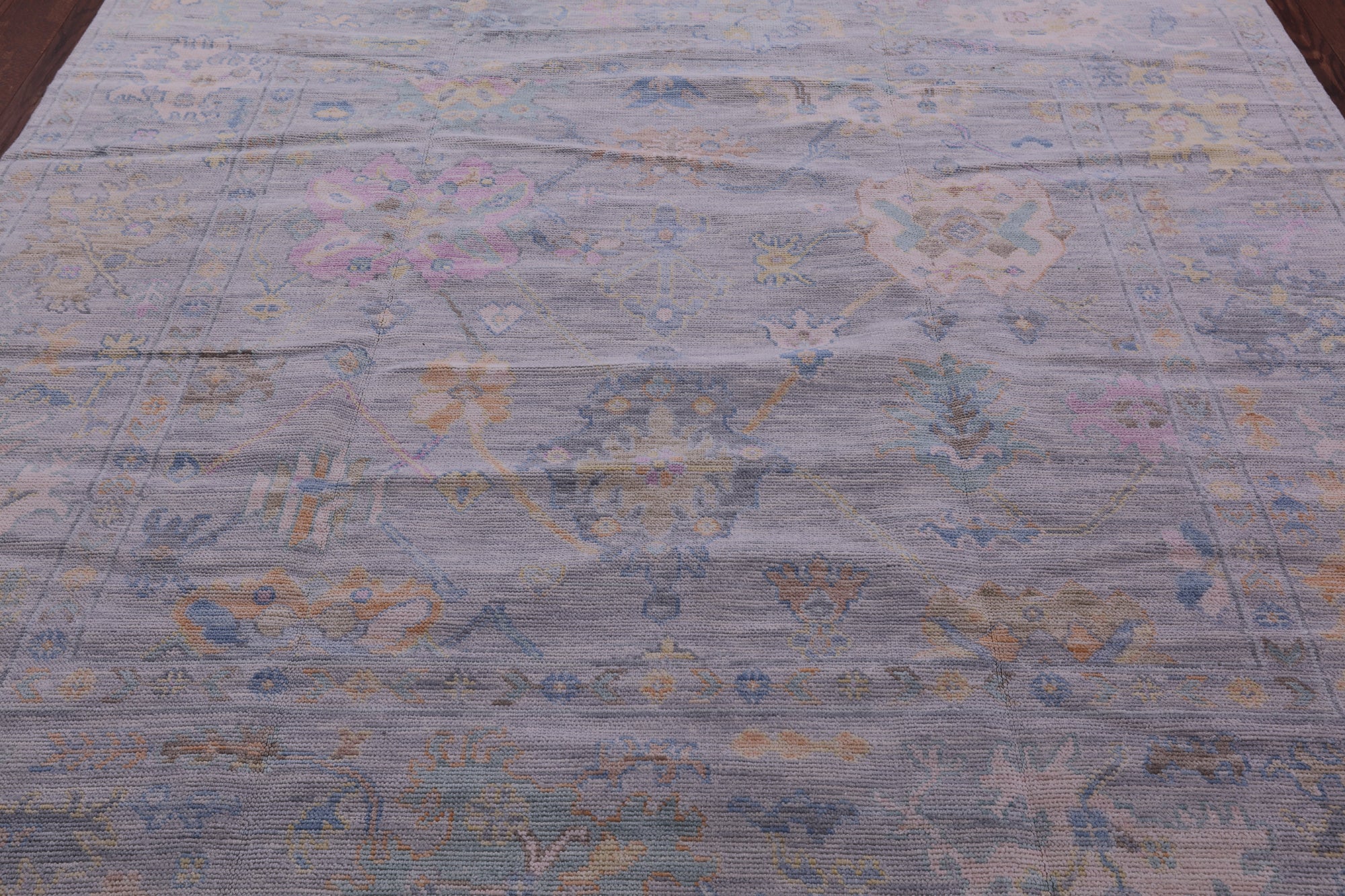 Silver Square Turkish Oushak Hand Knotted Wool Rug - 7' 10" X 7' 11" - Golden Nile