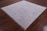 Silver Square Turkish Oushak Hand Knotted Wool Rug - 7' 10" X 7' 11" - Golden Nile