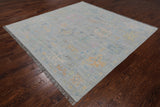 SUPER SALE Silver Square Turkish Oushak Hand Knotted Wool Rug - 7' 10" X 7' 11"