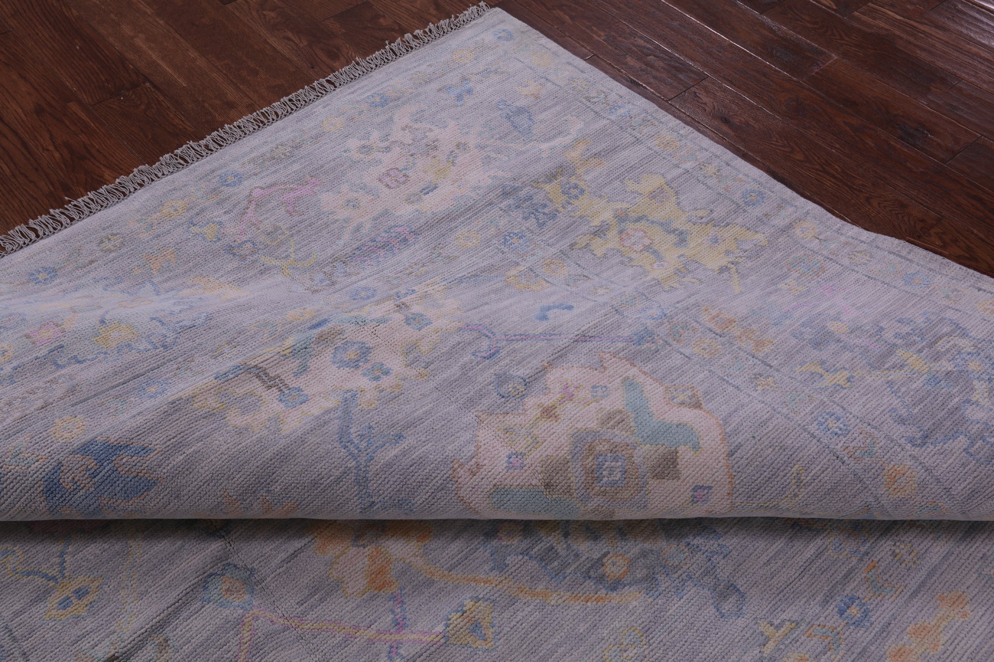 Silver Square Turkish Oushak Hand Knotted Wool Rug - 7' 10" X 7' 11" - Golden Nile