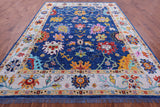 Blue Turkish Oushak Handmade Wool Rug - 8' 9" X 11' 11" - Golden Nile