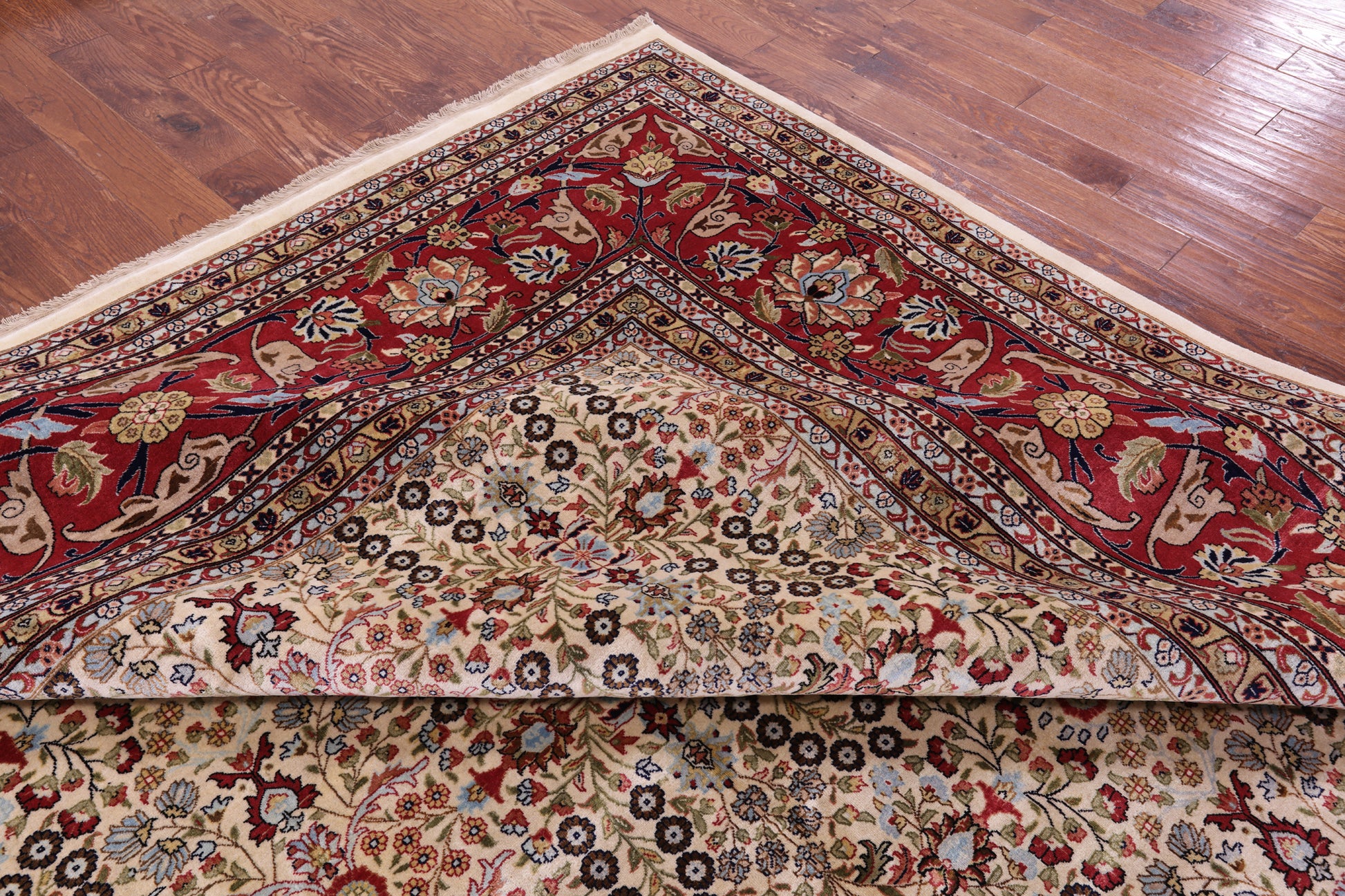 Ivory Turkish Hereke Handmade Wool Rug - 11' 9" X 17' 5" - Golden Nile