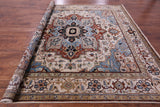 Ivory Square Geometric Heriz Serapi Hand Knotted Wool Rug - 9' 7" X 9' 11" - Golden Nile