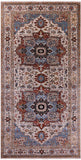 Ivory Geometric Heriz Serapi Hand Knotted Wool Rug - 7' 11" X 15' 10" - Golden Nile
