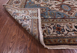 Ivory Geometric Heriz Serapi Hand Knotted Wool Rug - 8' 11" X 17' 11" - Golden Nile