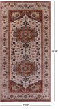 Ivory Geometric Heriz Serapi Hand Knotted Wool Rug - 7' 10" X 15' 9" - Golden Nile