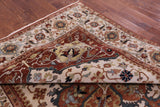 Ivory Geometric Heriz Serapi Hand Knotted Wool Rug - 7' 10" X 15' 9" - Golden Nile