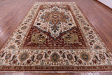 Ivory Geometric Heriz Serapi Hand Knotted Wool Rug - 9' 8" X 14' 0" - Golden Nile