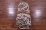 Ivory Geometric Heriz Serapi Hand Knotted Wool Rug - 9' 8" X 14' 0" - Golden Nile