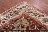 Ivory Geometric Heriz Serapi Hand Knotted Wool Rug - 9' 8" X 14' 0" - Golden Nile