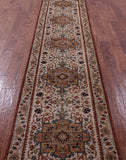 Ivory Persian Heriz Serapi Hand Knotted Wool Runner Rug - 2' 6" X 11' 11" - Golden Nile