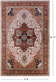 Ivory Geometric Heriz Serapi Handmade Wool Rug - 11' 8" X 14' 11" - Golden Nile