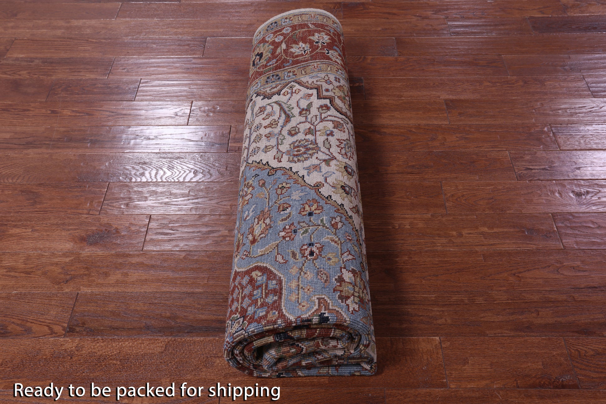 Ivory Square Persian Fine Serapi Hand Knotted Wool Rug - 8' 9" X 8' 10" - Golden Nile