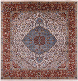 Ivory Square Persian Fine Serapi Hand Knotted Wool Rug - 8' 9" X 8' 10" - Golden Nile