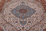 Ivory Square Persian Fine Serapi Hand Knotted Wool Rug - 8' 9" X 8' 10" - Golden Nile