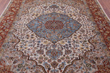 Ivory Persian Heriz Serapi Handmade Wool Rug - 7' 9" X 9' 10" - Golden Nile