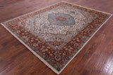 Ivory Persian Heriz Serapi Handmade Wool Rug - 7' 9" X 9' 10" - Golden Nile