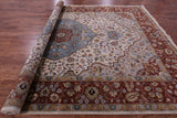 Ivory Persian Fine Serapi Handmade Wool Rug - 9' 11" X 13' 11" - Golden Nile
