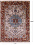 Ivory Persian Fine Serapi Handmade Wool Rug - 9' 11" X 13' 11" - Golden Nile