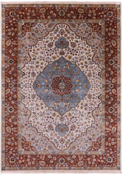 Ivory Persian Fine Serapi Handmade Wool Rug - 9' 11" X 13' 11" - Golden Nile