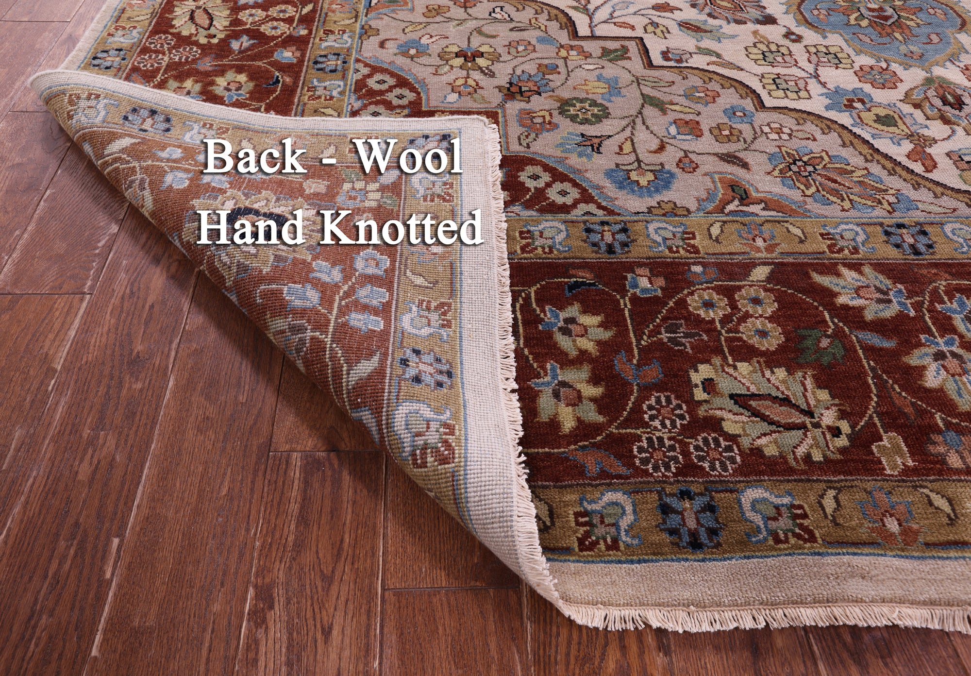 Ivory Persian Fine Serapi Handmade Wool Rug - 9' 11" X 13' 11" - Golden Nile