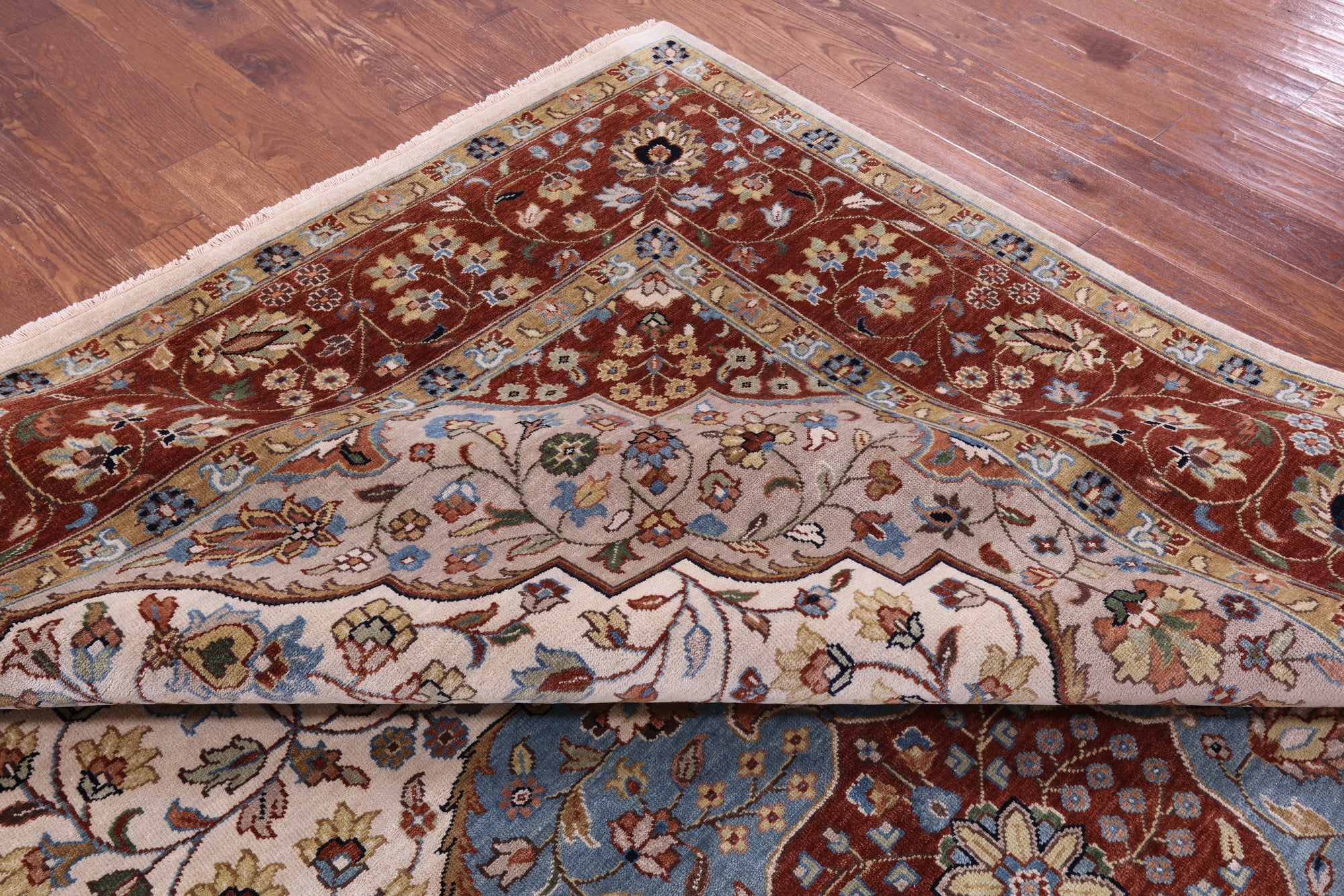 Ivory Persian Fine Serapi Handmade Wool Rug - 9' 11" X 13' 11" - Golden Nile