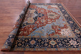 Rust Geometric Heriz Serapi Hand Knotted Wool Rug - 11' 7" X 14' 11" - Golden Nile