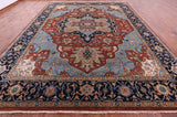 Rust Geometric Heriz Serapi Hand Knotted Wool Rug - 11' 7" X 14' 11" - Golden Nile