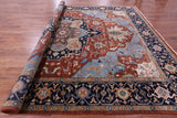 Rust Geometric Heriz Serapi Hand Knotted Wool Rug - 11' 10" X 14' 9" - Golden Nile