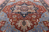 Rust Geometric Heriz Serapi Hand Knotted Wool Rug - 11' 10" X 14' 9" - Golden Nile