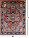 Rust Geometric Heriz Serapi Hand Knotted Wool Rug - 8' 10" X 11' 10" - Golden Nile