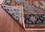 Rust Geometric Heriz Serapi Hand Knotted Wool Rug - 8' 10" X 11' 10" - Golden Nile
