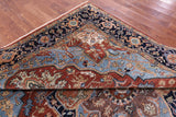 Rust Geometric Heriz Serapi Hand Knotted Wool Rug - 8' 10" X 11' 10" - Golden Nile