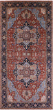 Rust Geometric Heriz Serapi Hand Knotted Wool Rug - 9' 0" X 18' 3" - Golden Nile