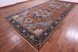 Rust Geometric Heriz Serapi Hand Knotted Wool Rug - 9' 0" X 18' 3" - Golden Nile