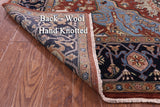 Rust Geometric Heriz Serapi Hand Knotted Wool Rug - 9' 0" X 18' 3" - Golden Nile