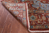 Rust Square Geometric Heriz Serapi Hand Knotted Wool Rug - 10' 10" X 11' 0" - Golden Nile