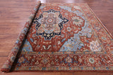 Rust Square Geometric Heriz Serapi Hand Knotted Wool Rug - 10' 10" X 11' 0" - Golden Nile