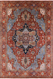 Rust Geometric Heriz Serapi Handmade Wool Rug - 9' 8" X 13' 10" - Golden Nile