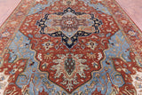 Rust Geometric Heriz Serapi Handmade Wool Rug - 9' 8" X 13' 10" - Golden Nile