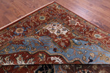 Rust Geometric Heriz Serapi Handmade Wool Rug - 9' 8" X 13' 10" - Golden Nile