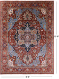 Rust Geometric Heriz Serapi Hand Knotted Wool Rug - 9' 9" X 13' 9" - Golden Nile