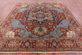 Rust Square Geometric Heriz Serapi Handmade Wool Rug - 9' 11" X 9' 11" - Golden Nile