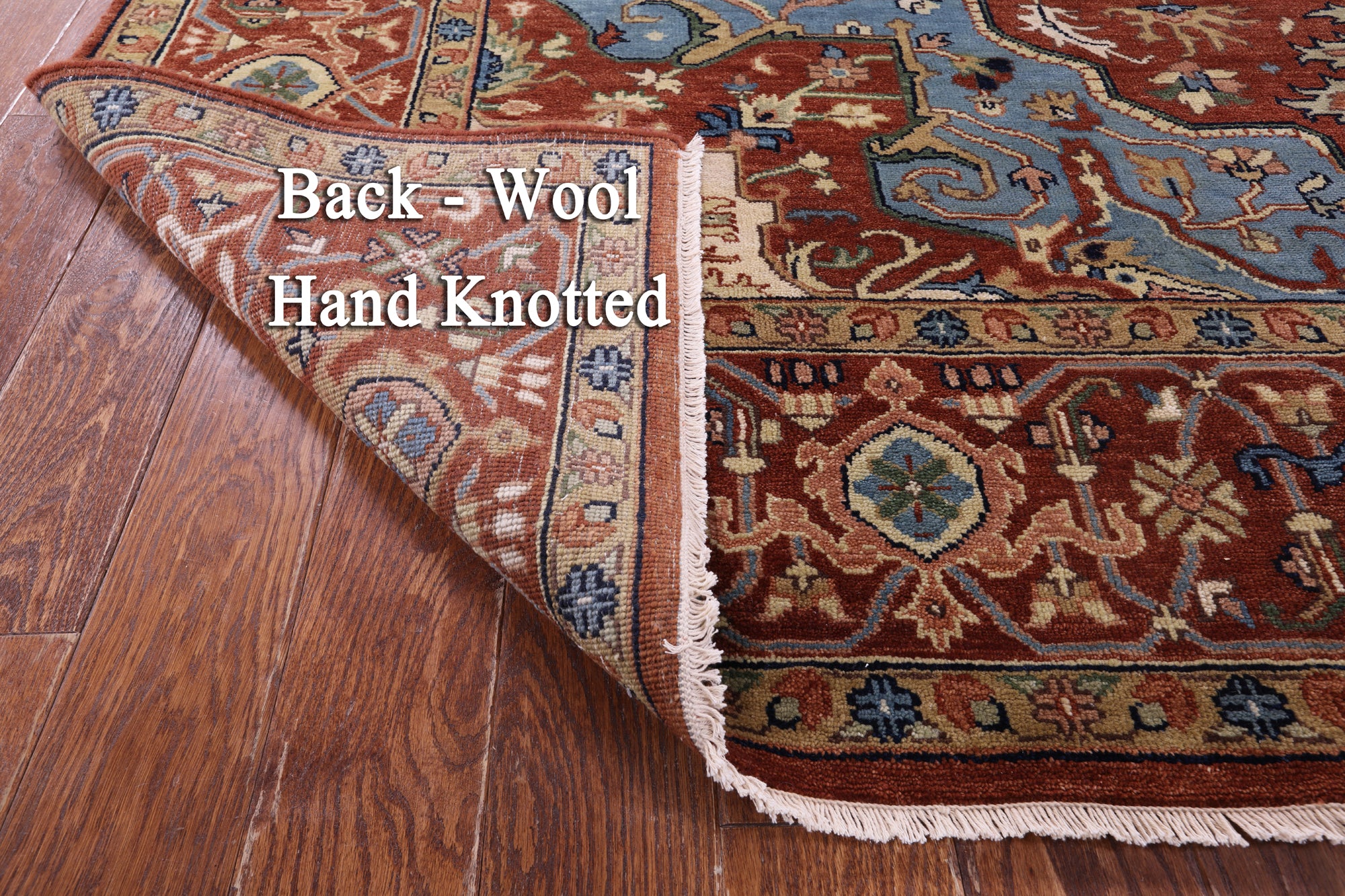 Rust Square Geometric Heriz Serapi Handmade Wool Rug - 9' 11" X 9' 11" - Golden Nile