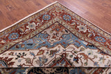 Ivory Square Persian Heriz Serapi Hand Knotted Wool Rug - 10' 10" X 10' 10" - Golden Nile