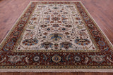 Ivory Geometric Heriz Serapi Hand Knotted Wool Rug - 8' 11" X 11' 10" - Golden Nile