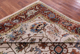 Ivory Geometric Heriz Serapi Hand Knotted Wool Rug - 8' 11" X 11' 10" - Golden Nile